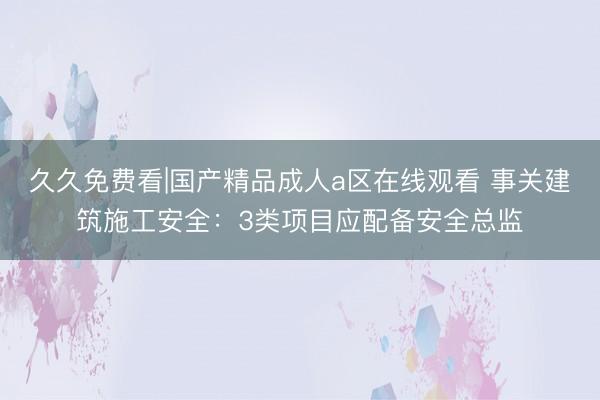 久久免费看|国产精品成人a区在线观看 事关建筑施工安全：3类项目应配备安全总监
