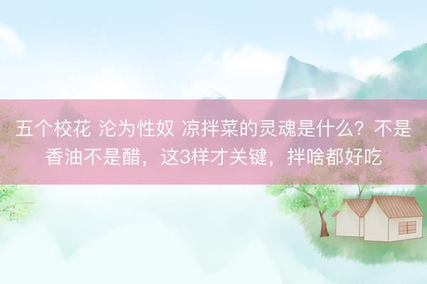 五个校花 沦为性奴 凉拌菜的灵魂是什么？不是香油不是醋，这3样才关键，拌啥都好吃