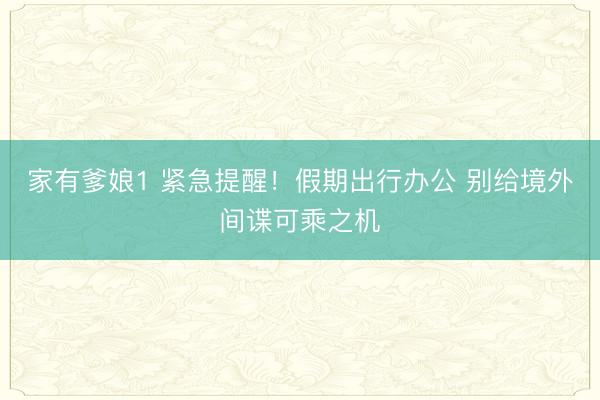 家有爹娘1 紧急提醒！假期出行办公 别给境外间谍可乘之机