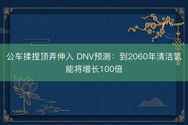 公车揉捏顶弄伸入 DNV预测：到2060年清洁氢能将增长100倍