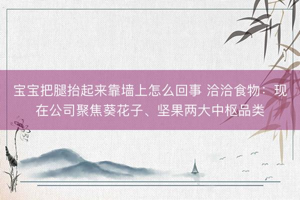 宝宝把腿抬起来靠墙上怎么回事 洽洽食物：现在公司聚焦葵花子、坚果两大中枢品类